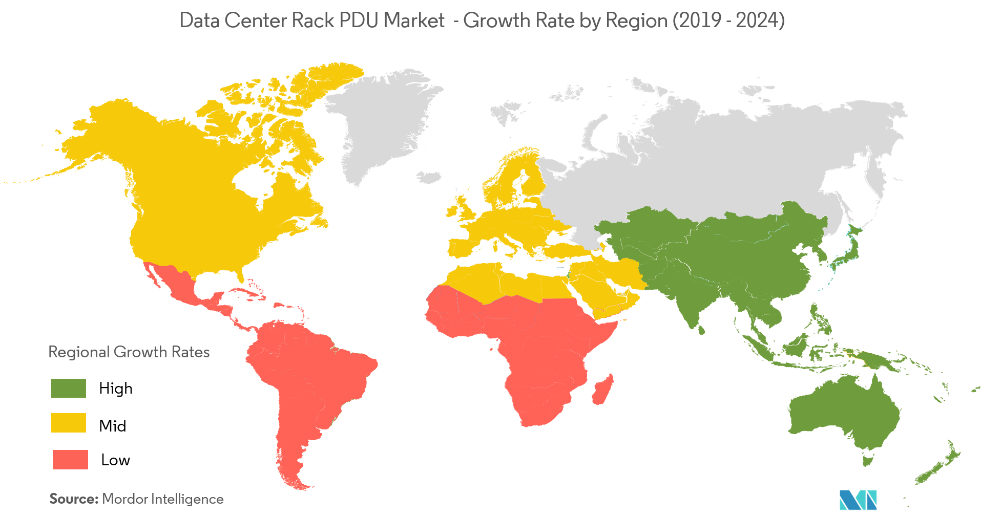 data center rack pdu market gorwth by region